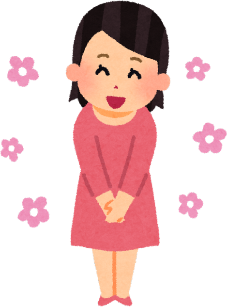 Illustration of Smiling Woman Saying Thank You with a Bow